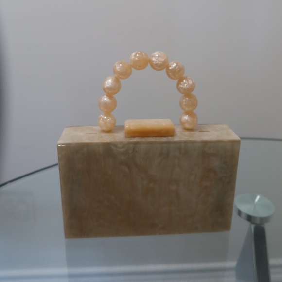 Acrylic Marble Pattern Top Handle Clutch Bag - Picture 4 of 4